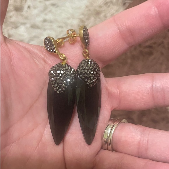Source Unknown Jewelry - Source Unknown Black and Gold Teardrop Earrings